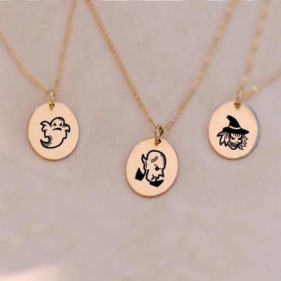 China Custom Hotsale Halloween TRENDY Theme Necklace Stainless Steel Pendant 14K Gold Plated Customized For Women For Gift for sale