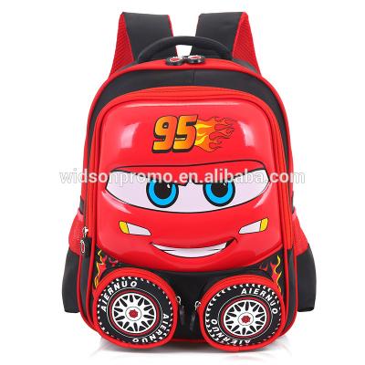 China Car shape outdoor waterproof school bag, kids cute cartoon promotional backpack for sale