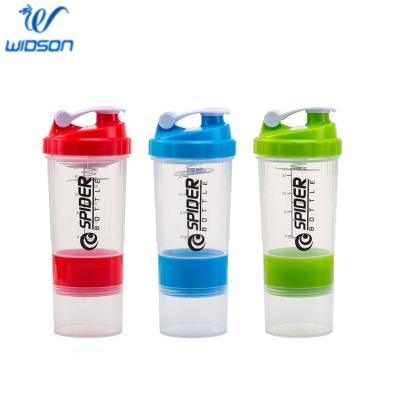 China Sustainable Custom Logo Printed Sports Gym Fitness Protein Shaker Bottle With Powder Case for sale