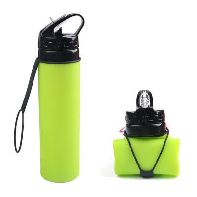 China Viable Custom Silicon Sports Collapsible Bottle With Straw Hot/Cold Water Drinking Bottle, for sale