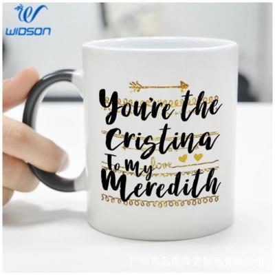 China Viable Custom Logo Printed Color Changing Mug , Porcelain Magic Sublimation Mug for sale