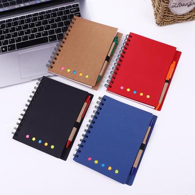 China Custom Logo Wrapping Paper Spiral Cover Lined Spiral Notebook with Pen and Sticky Notepad Wholesale for sale