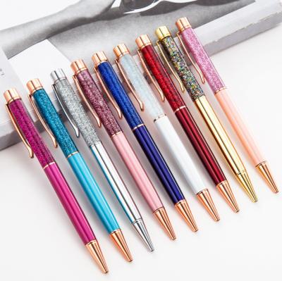 China office & School Pen Fashion Metal Crystal Colorful Ballpoint Pen With Glitter Floating Foil for sale