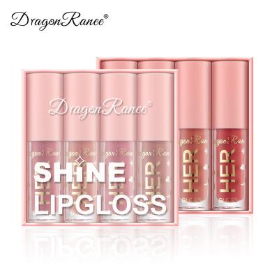 China Waterproof Four Pieces White Lipstick Lip Gloss Small Charm Lip Gloss Mirror Set Lip Gloss Lip Gloss for sale