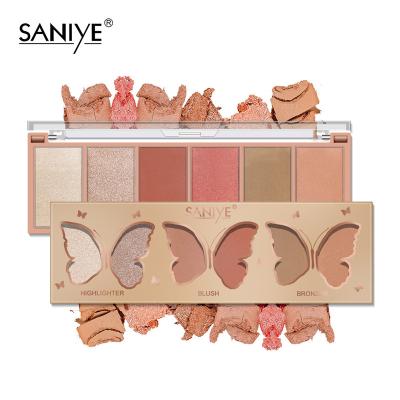 China Saniye Waterproof 3 in 1 Blush Highlight Contour Makeup Palette Face Makeup Wholesale Customized Powder for sale