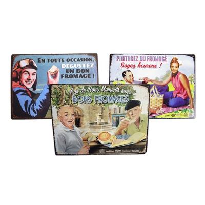 China Custom Europe Retro Effect Embossed Metal Tin Sign , Tinplate for sale