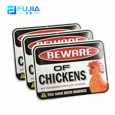 China Worldwide Beware Of Chickens / Dog Metal Warning Sign For Outdoor for sale