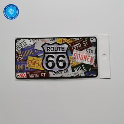 China Rustic Aluminum Vintage Metal Printing Bicycle Dish, 3d Embossed Mini Route 66 License Plate for sale