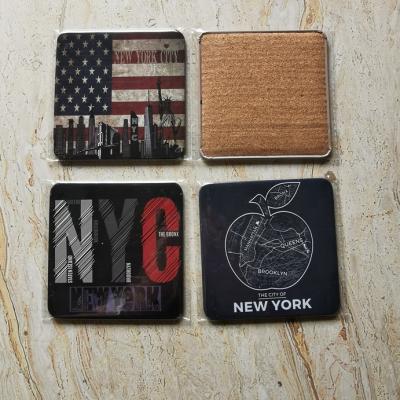 China Wholesale Custom Factory Hot Sale Europe Souvenir Printing Metal Tin Cork Coaster for sale