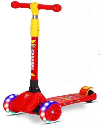 China Ride On Toy Factory Wholesale 3 Wheel Kids PU Folding Flashing Cheap Scooter With Music And Light for sale