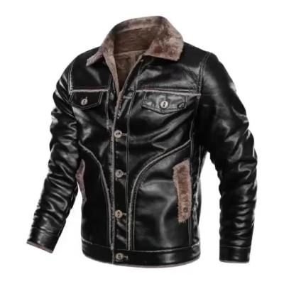 China FNZ-0010 New Arrivals QUICK DRY Faux Fur Men Winter Thickening Warm Jacket Turn Down Collar Black Brown Motorcycle Leather Jackets for sale