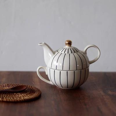 China Sustainable Creative Ceramic Teapot Set With A Teapot Pot Cup And Saucer Serving Set for sale