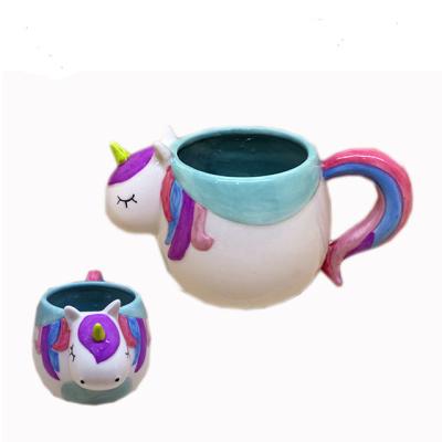 China 3D Rainbow Viable Creative Unicorn Ceramic Mug for sale