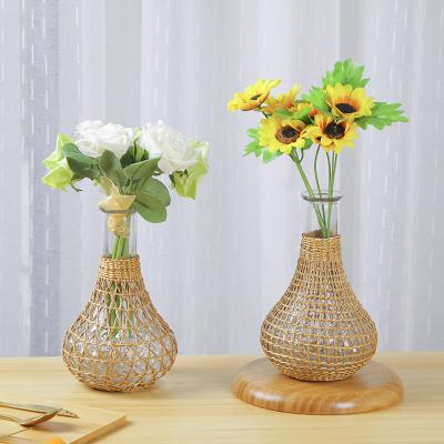 China New Japanese style glass jar rattan Chinese traditional classic/postmodern glass vase vase for home decoration for sale