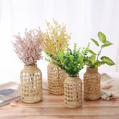 China New Japanese-style classical/postmodern creative rattan vase glass flower vase for sale