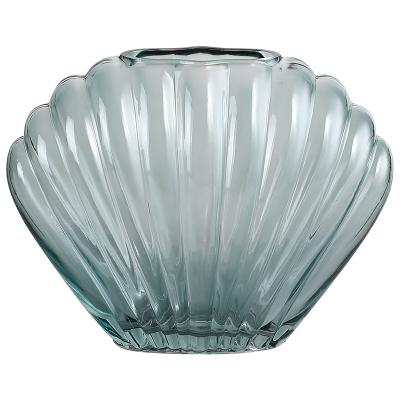 China Modern Luxury Clear Shell Glass Dry Flower Vase Ornament Desktop Crafts for sale