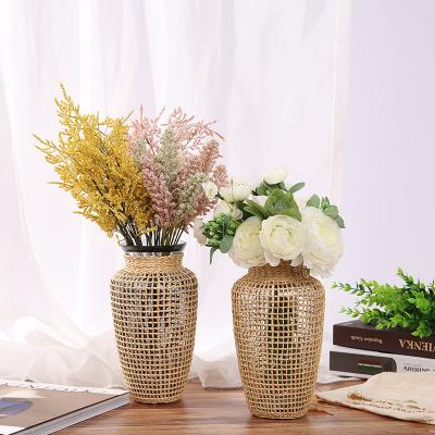 China New Chinese traditional classic/postmodern glass vase rattan jar decoration glass home for sale