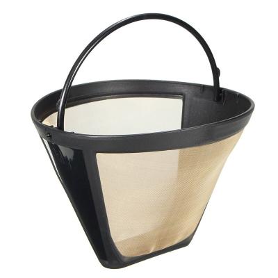 China Sustainable Hot Sale Coffee Filter Basket Coffee Maker Gold Mesh With Handle for sale