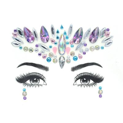 China Temporary OEM Designs Acrylic Glitter Face Rhinestone Jewelry Sticker for sale