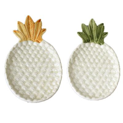 China Sustainable Pineapple Shape White Ceramic Dish / Ceramic Dish / Ceramic Tray for sale