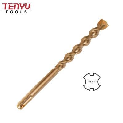 China Masonry Drilling Rock Carbide Cross Copper Clad U Tip Pipe SDS Plus Rotary Hammer Drill Bit For Concrete And Hard Stone for sale