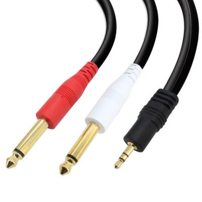 China 3.5mm To 6.35mm Male Jack Car To Male Y Splitter Audio Cable for sale