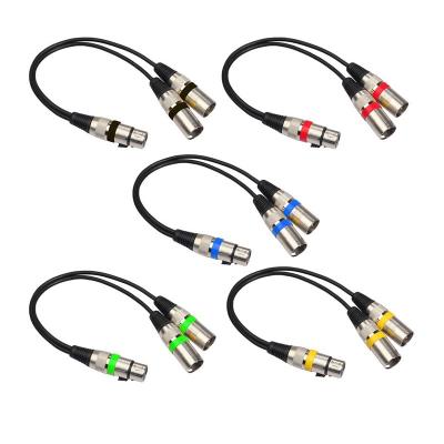 China XLR Female Jack to Dual 3Pin Male XLR Female Jack to Dual Male XLR Plug Y Splitter Cable Adapter Tie 1Ft/3m for sale