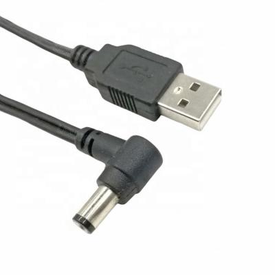 China Industrial High Quality 90 Degree Angle 5.5mm x2.5mm DC Barrel Cable Male To USB Type Adapter Power Cable for sale