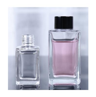 China Wholesale 100ml Cosmetic Empty Square Tubular Perfume Glass Bottle Diffuser Bottles for sale