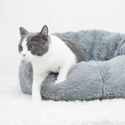 China Wholesale Pink Gray White Pet Cushion Round Cat Dog Bed from Travel Manufacturer Soft Luxury Plush for sale