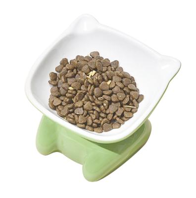 China High Sustainable Home Non Slip Ceramic Pet Bowl Tall Cat Food Bowl Shallow Wide Pet Friendly Plan for sale