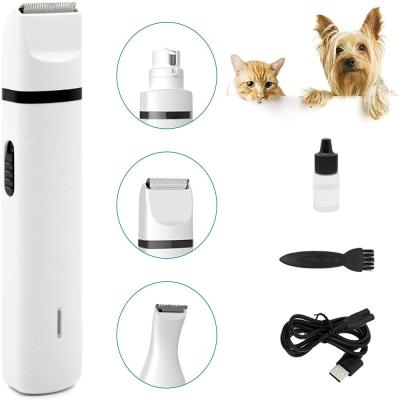 China Viable Electric Rechargeable 3 in 1 Multifunctional Paw Hair Cutter Grooming Set Painless Pet Trimmer Dog Nail Trimmer for sale