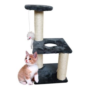 China Sustainable Pet Toy Three-Layer Scratching Post Middle Jumping Platform Cat Climbing Frame for sale