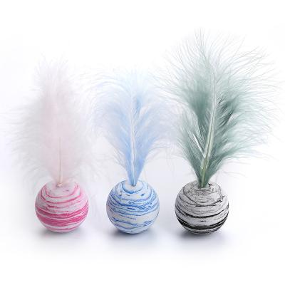 China Stocked Pet Toys Toy Feather Funny Eva Material Light Interactive Foam Ball Throwing Toy for sale