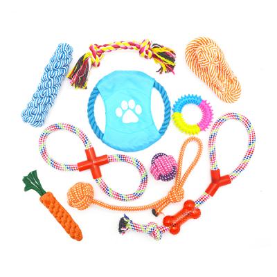 China Sustainable Hot Sale Cotton Relieves Stress 12 Pack Dog Rope Toys Cat Rope Toy Set Dogs Toys for sale