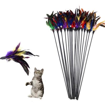 China Plastic Feather Cat Teaser Stick Interactive Cat Toy Teaser Stick IQ Viable Training Cat Teaser Toy Pole for sale