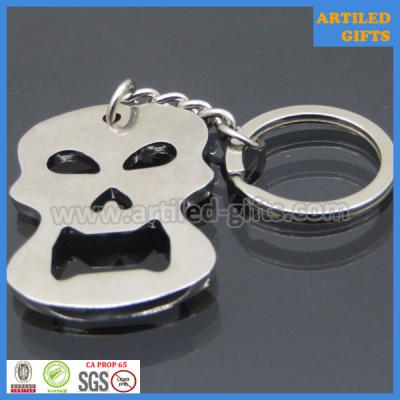 China Shiny nickle plated zinc alloy portable skull keyring beer bottle opener for sale