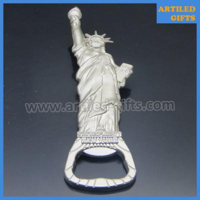 China High quality mold free matt silver metal Statue of Liberty New York beer bottle opener for sale