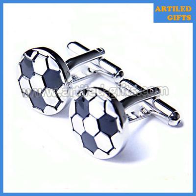 China Silver plated football shape mens cufflinks with enamel filling color for sale