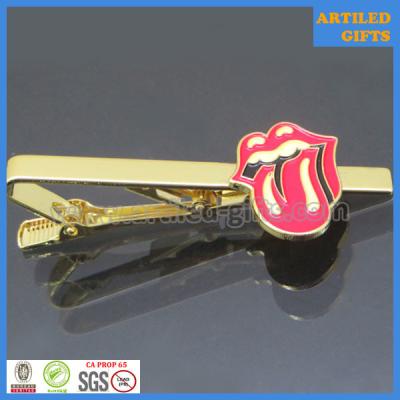 China Enamel filled Rock tongue logo gold metal tie bar for fashion decoration for sale