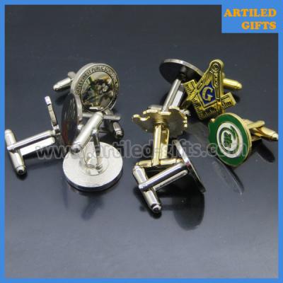 China Metal material gold/silver finish enamel logo high quality custom cuff links for sale