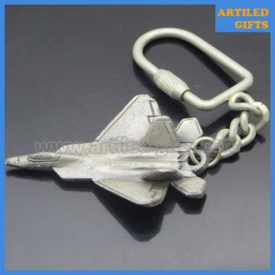 China Antique finish 3D metal model F-22 Raptor fighterplane key chains for sale