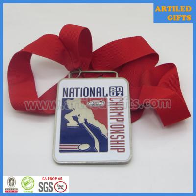 China Matt silver finish soft enamel logo USA Hockey National Championship award medals for sale