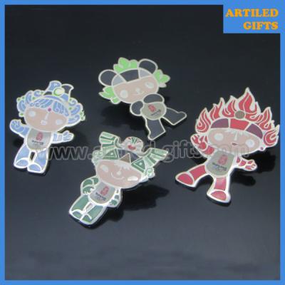 China Silver enamel screen printing 2008 Beijing Olympic Games Fuwa mascot lapel pins for sale