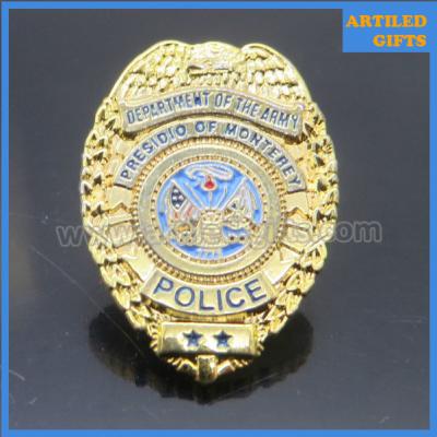 China Gold finish enamel logo Department of the Amy Presidio of Monterey Police badge for sale