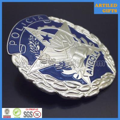 China Cheap metal enamel República de Angola policia badges with screw lock for sale