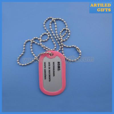 China Blank metal dog tag with covering rubber frame in wholesale price for sale