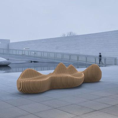 China Raincoat. Eco - Friendly Wood Sliced ​​Public Bench Luxury High - Grade Leisure Seat for sale