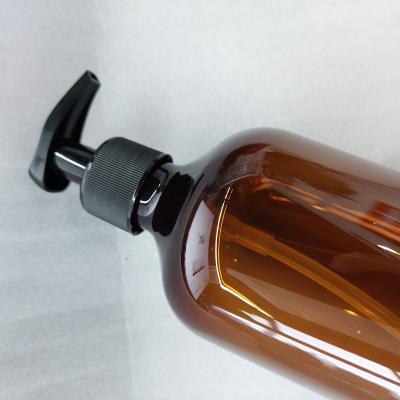 China Household Products Dropshipping Empty Liquid Container 500ml PET Plastic Round Shoulder Brown Emulsion Bottle for sale