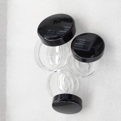 China 3G 5G 10G 15G 20g Mini Box Cream Jar PP PS Material Non-refillable Plastic Black Travel Mini Cream Jar for sale